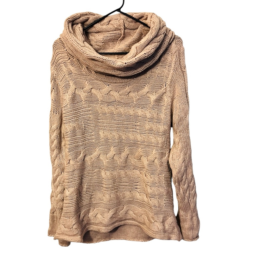 Apt 9 Cowlneck Cowl Neck Women’s Large Pullover Cable Knit Sweater Night Pink